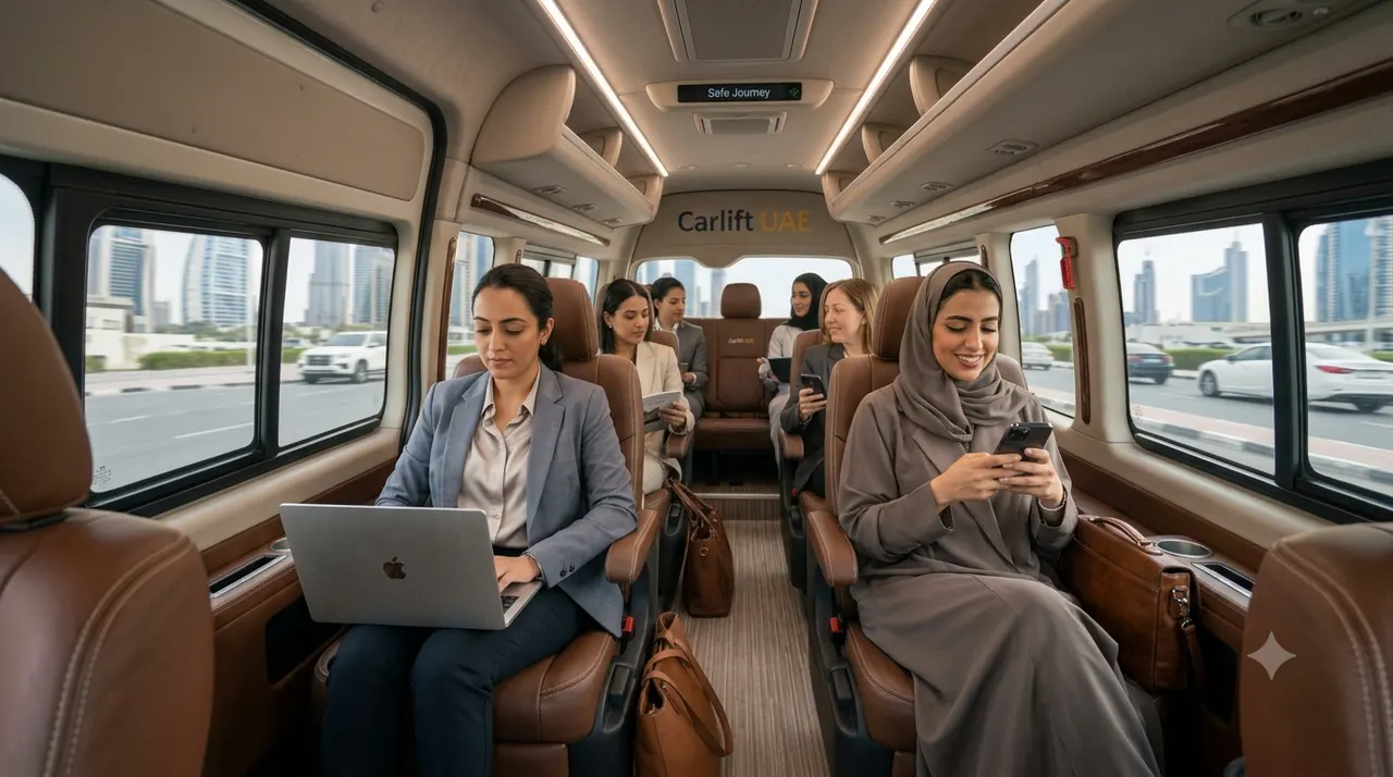 Ladies-only car lift interior – safe and comfortable rides for women in UAE